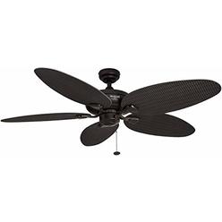 Honeywell Duvall 52-Inch Tropical Ceiling Fan with Five Wet Rated Wicker Blades, Indoor/Outdoor Rated, Bronze