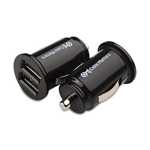 Cable Matters Updated Version 2-Pack 10W 2A Flush Mount Mini Dual USB Car Charger with Smart Charging Chipset for iPhone XR