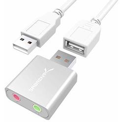Sabrent Aluminum USB External Stereo Sound Adapter for Windows and Mac. Plug and Play No Drivers Needed. [Silver] (AU-EMAC)