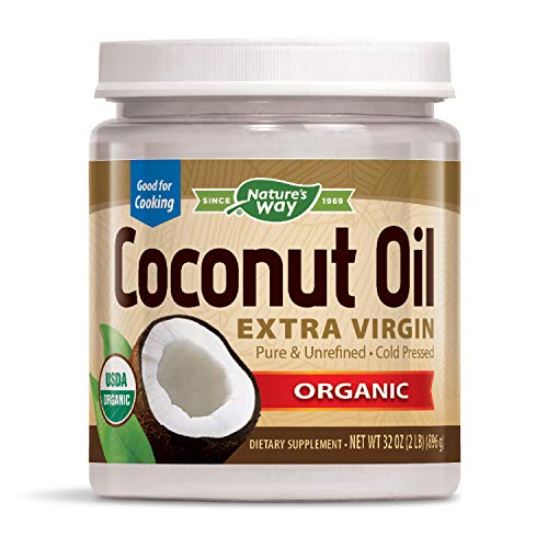 Nature's Way Organic Extra Virgin Coconut Oil, Pure & Unrefined, Cold-Pressed, USDA Organic, Non-GMO, 32 Ounce
