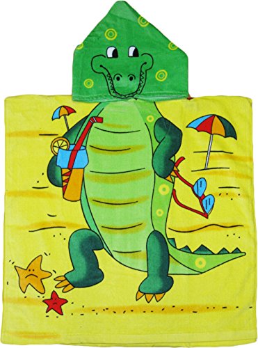 Kreative Kids Alligator 100% Cotton Poncho Style Hooded Bath & Beach Towel with Colorful Double Sized Design