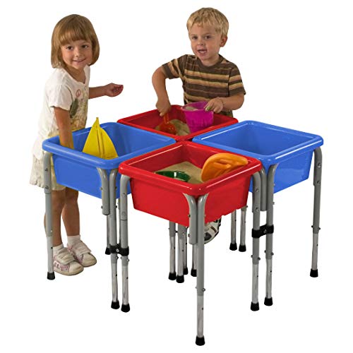 ECR4Kids Assorted Colors Sand and Water Adjustable Activity Play Table Center with Lids, Square (4-Station)