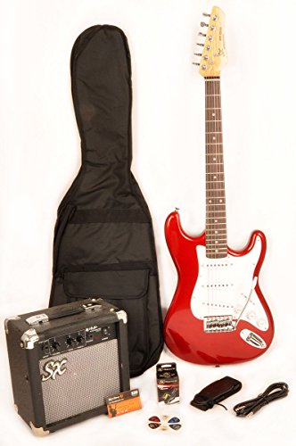 Sx 3/4 Size Electric Guitar Package Beginner Red with Amp, Carry Bag , Strap and Cord SX RST 3/4 CAR