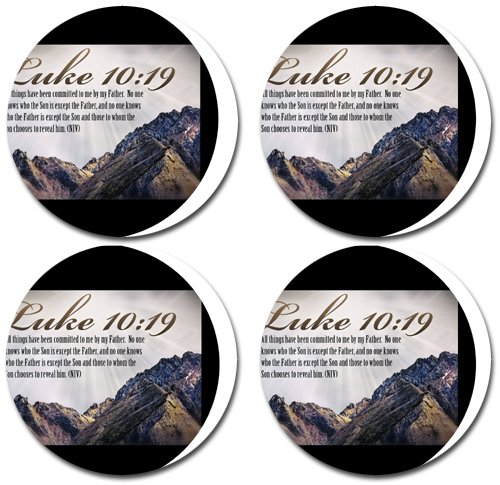 MYDply Luke 10:19 Bible Verse Rubber Round Coaster set (4 pack) Great Gift Idea