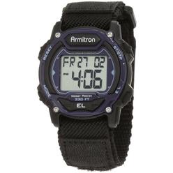 Armitron Sport Unisex 45/7004BLU Navy Blue Accented Digital Chronograph Black Nylon Strap Watch