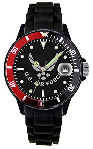 Aqua Force Red/Black Rotating Bezel Navy Plastic Case with Date/Silicone Strap