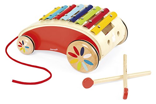 Janod Tatoo Xylo Roller - Musical Rolling Wooden Xylophone Pull-Along Toy -Â Encourages Creativity and Motor Skills - 18