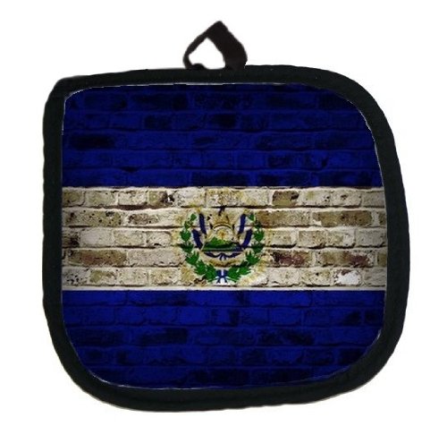 MyHeritageWear.com El Salvador Flag Brick Wall Design Kitchen Pot Holder