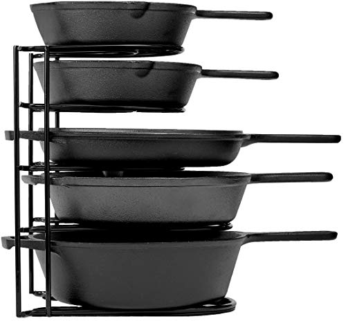 Cuisinel Heavy Duty Pan Organizer, 5 Tier Rack - Holds up to 50 LB - Holds Cast Iron Skillets, Griddles and Shallow Pots - Durable