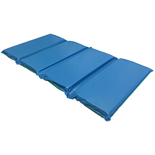 KinderMat, DayDreamer 2" Thick Rest Mat, 4-Section Rest Mat, 48" x 24" x 2", Blue/Teal, Great for School, Daycare, Travel,