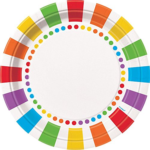 Unique Rainbow Dinner Party Paper Plates, 9", 8 Ct, 21.9 cm, Multicolor