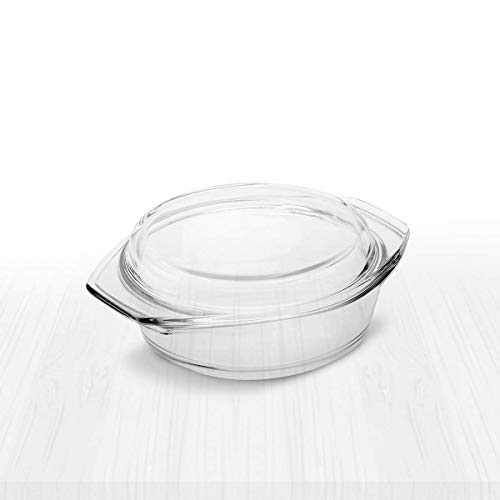 Simax Small Clear Round Glass Casserole | Lid Doubles as Small Baking Dish, Heat, Cold and Shock Proof, Made in Europe, Oven,