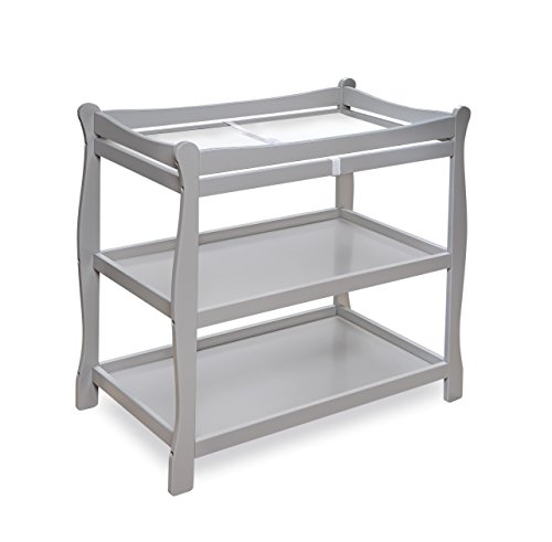Badger Basket Sleigh Style Open Shelf Baby Changing Table with Pad