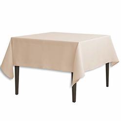 LinenTablecloth 85-Inch Square Polyester Tablecloth Beige