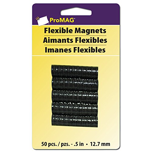 ProMag Flexible Round Magnets, 0.5-Inch, 50-Pack, 457450