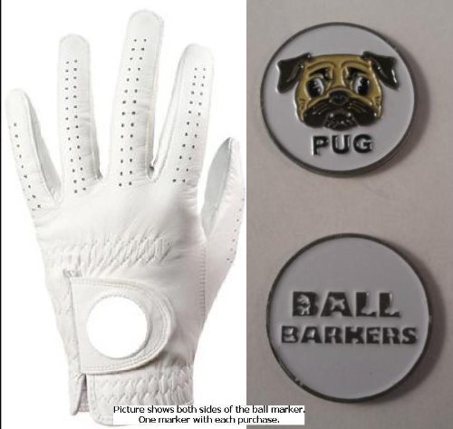 GOWA Ball Barkers Pug White Ball Marker w/ Golf Glove MLH Large