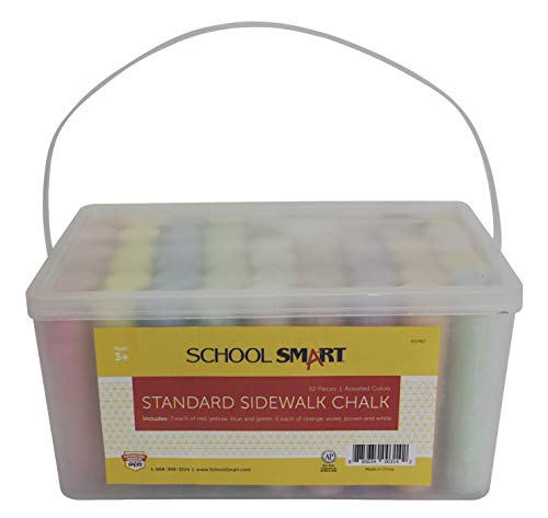 School Smart Sidewalk Chalk - 1 x 4 inches - Set of 52 - Assorted Colors