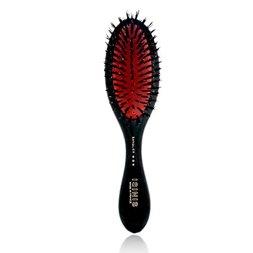 Isinis Root Boar Bristles Pneumatic Hairbrush, 7 Rows, 7.1 Inches, Root Boar Bristles, Injected Black Handle, Window