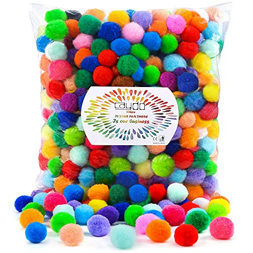 Caydo 400 Pieces 1 Inch 20 Colors Pompoms Arts and Crafts Pom Poms Balls for Hobby Supplies and Creative Craft DIY Material