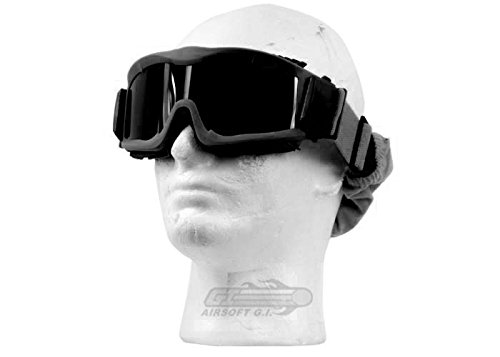 Lancer Tactical CA-223B Vented Safety Airsoft Goggles w/ Interchangeable Multi Lens Kit (Black), Includes Smoked, Clear, &