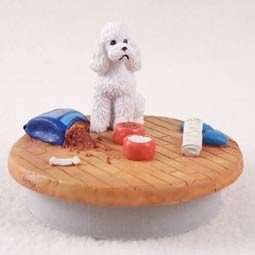 Conversation Concepts Miniature Poodle White w/Sport Cut Candle Topper Tiny One "A Day at Home"
