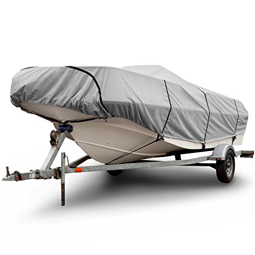 Budge 600 Denier Boat Cover fits Center Console V-Hull Boats B-631-X5 (18' to 20' Long, Gray)