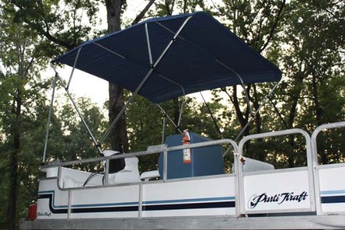 Vortex Navy Blue Pontoon/Deck Boat 4 Bow Bimini Top 8' Long, 97-103" Wide, 54" High, Complete Kit, Frame, Canopy, and