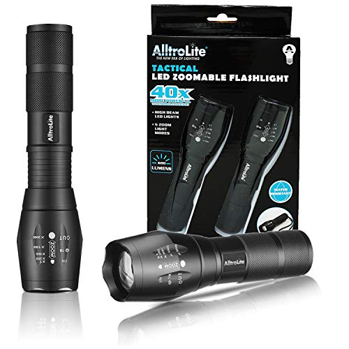ALLTROLITE ã€2020 New Versionã€‘ 2-Pack LED Tactical Flashlights, 600 Lumens Flashlight with Zoomable Focus, 5 Modes, IPX6 Water