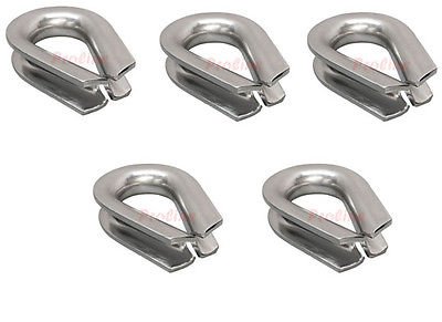 Proline Amazon 5 Pc 5/16'' Stainless Steel 316 Marine Wire Rope Chain THIMBLE Rig Anchor Boat