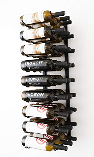 VintageView W Series (3 Ft) - 27 Bottle Wall Mounted Wine Rack (Satin Black) Stylish Modern Wine Storage with Label Forward