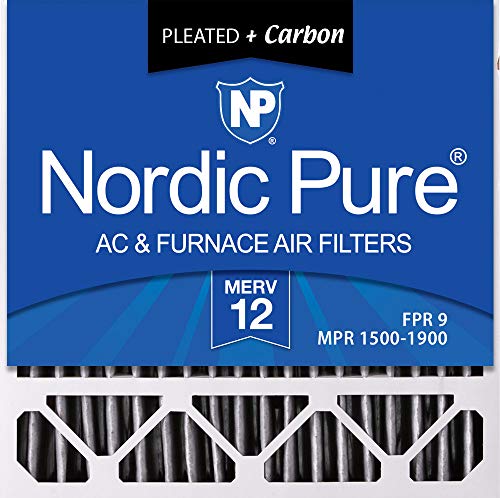 Nordic Pure 20x20x5 (4-3/8 Actual Depth) MERV 12 Pleated Plus Carbon Honeywell FC100A1011 Replacement AC Furnace Air Filter,