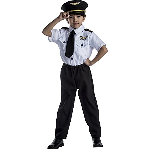 Dress Up America Deluxe Childrens Pilot Costume Set,White,Small 4-6 (31" waist, 45" height)