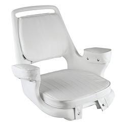 Wise 8WD1007-3-710 Captains Chair with Cushion Set & Mounting Plate Boat Seats&#44; White