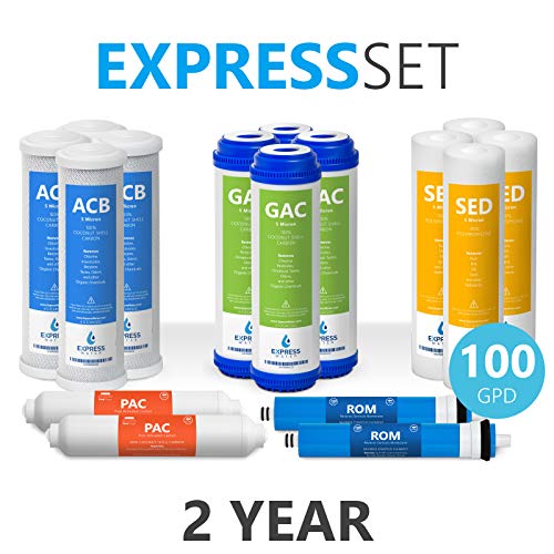 Express Water â€“ 2 Year Reverse Osmosis System Replacement Filter Set â€“ 16 Filters with 100 GPD RO Membrane, Carbon (GAC,