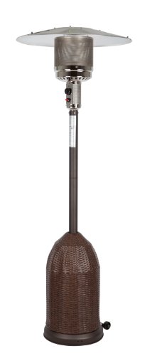 Fire Sense All Weather Wicker Patio Heater with Wheels | Stainless Steel Construction | Mocha Finish | Uses 20 Pound Propane