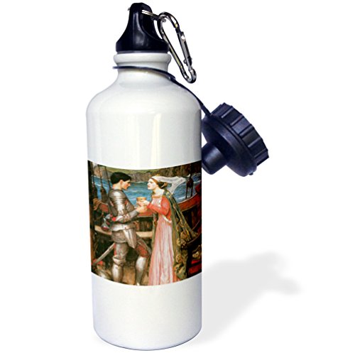 3dRose wb_127216_1"Tristram and Isolde by John William Waterhouse" Sports Water Bottle, 21 oz, White