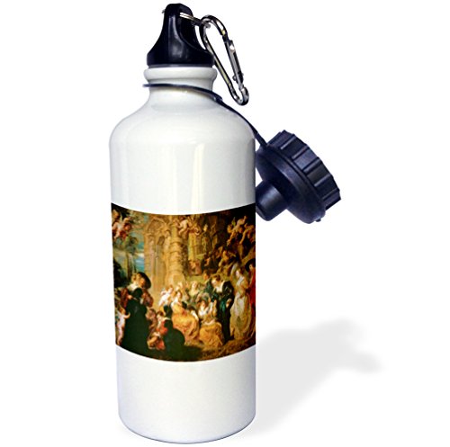 3dRose wb_127195_1"The Garden of Love by Peter Paul Rubens" Sports Water Bottle, 21 oz, White