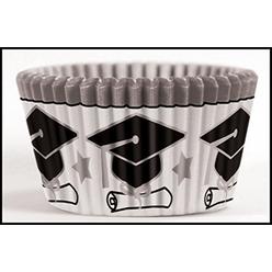 Cupcake Creations Graduation Baking Cup, Set of 32,Black and White