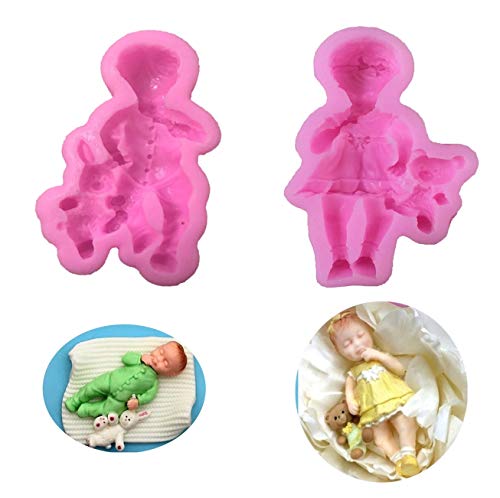 Garloy Silicone Molds for Cake Decorating By Garloy,2 Pcs Baby Cupcake Topper Fondant Chocolate Polymer Clay Mold