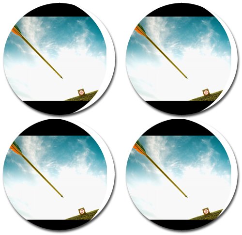 MYDply Archery Rubber Round Coaster set (4 pack) Great Gift Idea