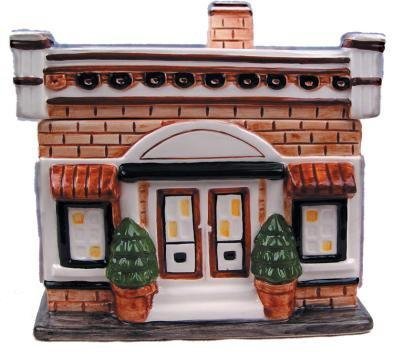 Prom One Story Brick House Small Ceramic Cookie Jar