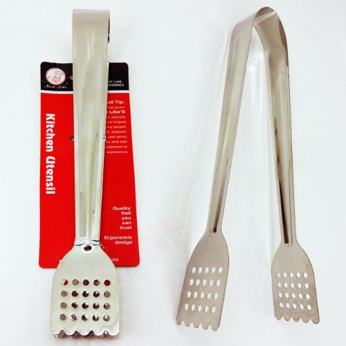 start like 2 pcs Stainless Steel Kitchen Utensil Pastry,Cook, Food,Catering Salad Serving TONGS