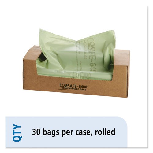 Stout EcoSafe-6400 Compostable Compost Bags.85mil, 48 x 60, Green, 30/Box