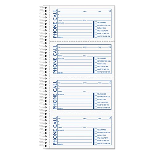 TOPS Phone Message Book, Carbonless Duplicate, 4 Messages per Page, 200 Set per Book (4002)