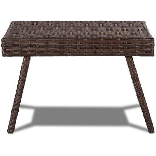 GoodGoods LLC Coffee Table Patio Garden Folding Rattan Side Outdoor Furniture Brown New