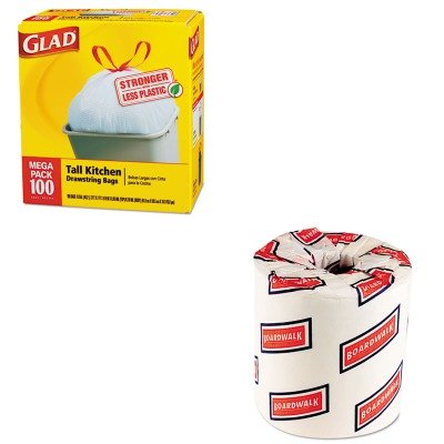 Glad KITBWK6180COX78526 - Value Kit - Glad Tall-Kitchen Drawstring Bags (COX78526) and White 2-Ply Toilet Tissue, 4.5quot; x