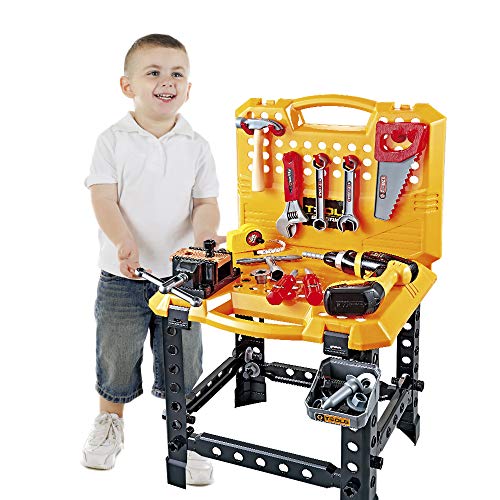 Toy Choi's 100 Pieces Kids Construction Toy Workbench for