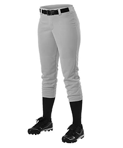 Alleson Ahtletic Women's Fast Pitch Softball Belt Loop Pants, Grey, Small