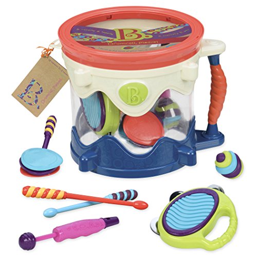 B. toys by Battat B. toys - Drumroll Please - 7 Musical Instruments Toy Drum Kit for Kids 18 months + (7-Pcs)