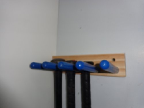 Baseballrack Wood Bat Rack Multiple Full Size 4-8 Bats Blue Dowels Wall Mount Display Holder